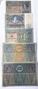 Set Bancnote Austro-Ungaria - 20/50/100/1000/10.000 Korona ( 1902-1918 ) - Img 2