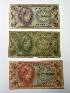 Set Bancnote - Military Payment Certificates - 5/10/25 Cents 1965 - USA