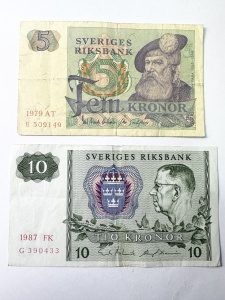 Set Bancnote Suedia - 5/10 Kronor (1979-1987 )