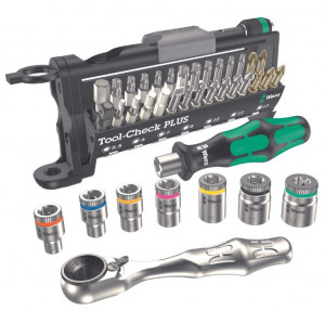 Set profesional mini 39 piese, clichet, tubulare, biti, Wera Tool-Check Plus - Img 1