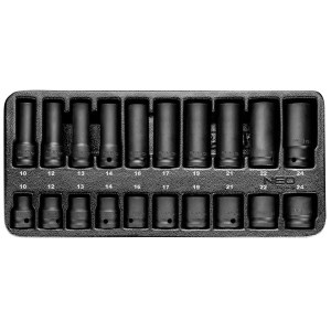 Set tubulare de impact 1/2, 20 buc, 10-24 mm