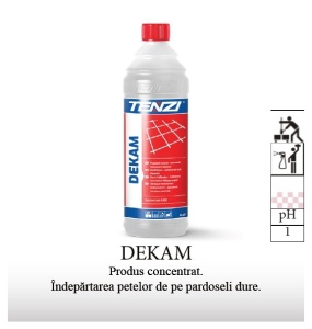 Solutie profesionala pentru pete pardoseli dure, super concentrat 1:200L, pH 1, acid, 1L, Tenzi Dekam