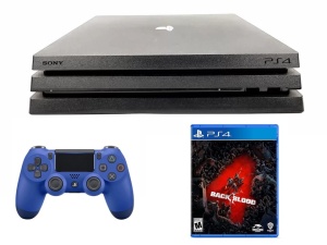 Sony PlayStation 4 PRO játékkonzol, + 1 KÉK vezérlő, CUH-7116B modell, 1 TB-os merevlemez + Black4Blood játék, használt