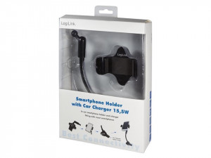 Suport incarcator auto, 2 x USB, 3.1Ah, brat flexibil, LogiLink - Img 3