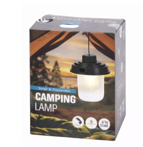 Vészhelyzeti lámpa, kemping, otthon, kert, akkumulátorral, USB-C töltés, 3 fénymód, meleg, természetes, hűvös, FEKETE, 3W