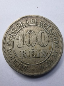 🪙 Brazilia Imperială – 100 Réis 1881 - Pedro II - Img 4