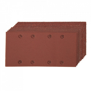 10 darabos csiszolólap készlet, 1/3, 190 x 93mm, 60, 80, 120, 240 szemcseméret, szívólyukak, alumínium-oxid, Silverline