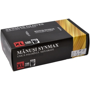 100 db eldobható kesztyű készlet FEKETE, XL méret, Synmax Gloves