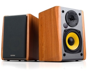2 db aktív hangszórókészlet PC-hez, környezeti zene, gyerekszoba, 24W, HI-FI hangzás, fa házak, BROWN, bluetooth, Edifier R1010BT