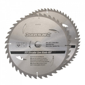 2 db körfűrészlap készlet, 250mm, fogazás 40, 60, központosító gyűrű 16, 20, 25, 30mm, Silverline - Img 4