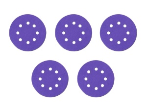 5 db-os perforált kerámia csiszolókorong készlet csiszoláshoz, 125mm, 120-as szemcse, tépőzáras rögzítés, 5 lyuk, Dedra