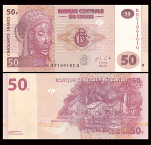 Bancnota -Congo Democratic Republic 50 Francs, 2007-2013,