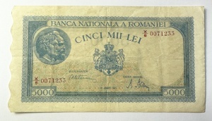 Bancnota Regalista - Romania - 5.000 Lei - 21.08.1945 - Regele Mihai I