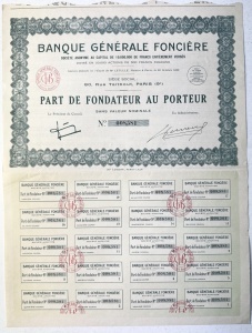 Banque Generale Fonciere - 1928 - Franta