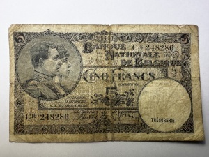 Belgia - 5 Francs 1919