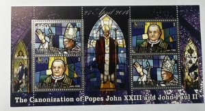 Bloc filatelic – Canonizarea Papei Ioan al XXIII-lea și Ioan Paul al II-lea - Republica Malawi, 2014
