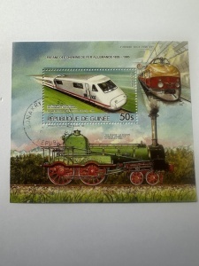 Bloc filatelic Guineea 1985 – 150 ani Căi Ferate Germane – 50s