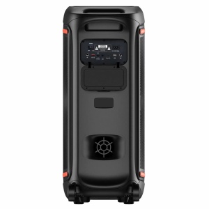 Boxă Activă de Petrecere Denver BPS-470, 200W RMS, Două Woofer-e 10", Bluetooth 5.3, Karaoke, Microfon Wireless Inclus, Lumini LED RGB, TWS, IPX4, Troller, Black - Img 5