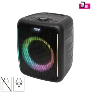 Boxa portabila Boombox, rezistent apa, acumulator autonomie 8h, bluetooth, functie powerbank, lumini LED RGB, SAL BTCUBE