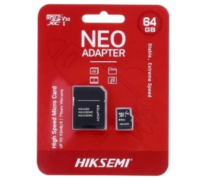 CARD MicroSD HIKSEMI, 64 GB, MicroSDXC, clasa 10, standard UHS-I U1, include adaptor SD "HS-TF-C1/64G/adapter"