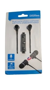 Casti audio stereo bluetooth, microfon incorporat, In-Ear, capete magnetice, telecomanda pe fir, Negru, Grundig
