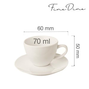 Ceașcă elegantă cu farfurioară pentru espresso , Fine Dine, Crema 70 ml - Img 2