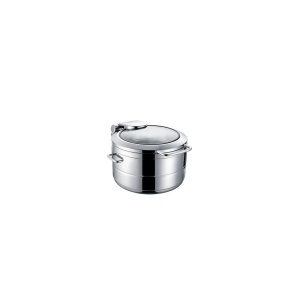Chafing dish rotund pentru inducție cu capac din sticlă De Luxe, 9 l Fine Dine - Img 1