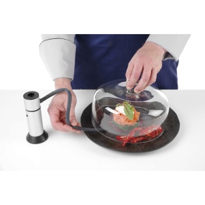 Cloche din sticla cu gaura pentru furtun fum, Hendi, diametru 260x(H)174 mm , poate fi utilizat in combinatie cu infuzorul de fum - Img 2
