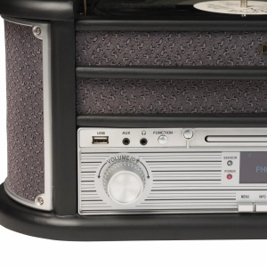 Combina muzicala tip RETRO, cd-player, usb, tunner, aux, caseta, pick-up, cutie lemn, NEGRU, Denver MRD-51B - Img 9