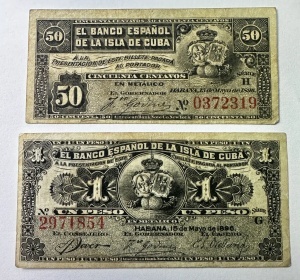 CUBA - COLONIE SPANIOLA - 50 CENTAVOS / 1 PESOS 1896