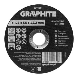 Disc de taiere, corindon, pentru metal 125 x 1.5 x 22.2 mm, 41 A60-T-BF