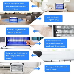 Elektromos lámpa rovarok, legyek, szúnyogok, pillangók fogására, 2 x 4W, 220W, Grundig - Img 3