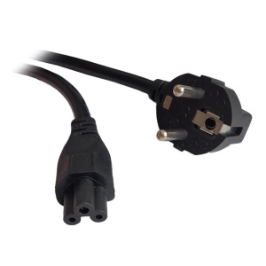 Euro-dugaszú tápkábel, C5-kimenet, elektronikai eszközök tápellátása, laptop-transzformátorok, 1 m, 220 V, 16 A