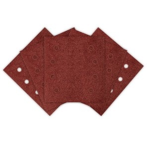 Hartie de slefuit Velcro, patrata, 113 x 113 mm, P80, 5 buc, cu 8 gauri, pentru 04-623