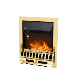 HOME FKKI25G șemineu electric decorativ încastrabil, max. 2000 W, efect de lumină LED, 2 trepte de putere, telecomandă, programare săptămânală, finisaj auriu - Img 3