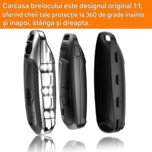Husa premium pentru cheie Audi A4 B9 A5 A6L A6 S4 S5 S7 8W Q7 4M Q5 TT TTS RS, imitatie carbon, cutie pentru cadou inclus - Img 7