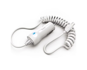 Incarcator auto profesional cu cablu spiralat incorporat USB micro, ideal gps, camera auto, telefon, 12/24V, 12W, Hama - Img 3