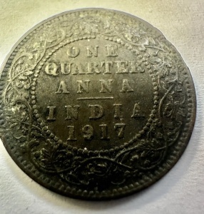 INDIA BRITANICA - GEORGE V - ONE QUARTER ANNA 1917