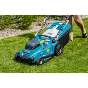Kit complet masina electrica pentru tuns iarba / gazon, functionare cu acumulatori, 2 x 18V 4Ah, incarcator rapid, inaltime ajustabila, sac colectare, cutit 37cm, Dedra SAS+ALL - Img 3