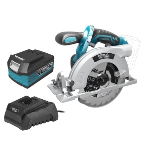 Kit fierastrau circular de mana cu acumulator 18V 4Ah, incarcator inclus, disc 165mm, 4200rpm, Dedra - Img 1