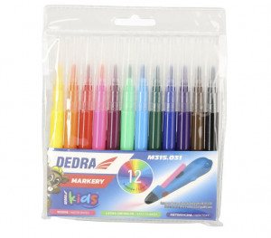 Kit graffiti cu 12 markere colorate pe baza de apa, fara substante toxice, incarcare USB-C, 4V, Dedra - Img 6