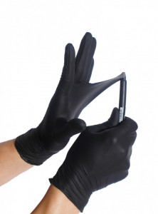 Manusi protectie maini , unica folosinta, 100 bucati, nitril, rezistente rupere, fara pudra, negre, marimea M, Silverline - Img 5