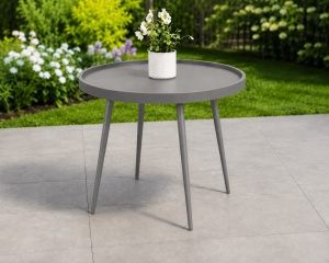 Masuta de cafea, decor pentru casa, terasa, living, piscina, diametru 49.5 cm, inaltime 48cm, greutate suportata 20Kg, picioare metal, blat polipropilena, GRI - Img 2