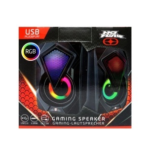 Mini hangszórók PC, laptop, RGB LED világítás, 2x3W, USB tápegység, 3,5 mm-es jack jack jel, NO FEAR