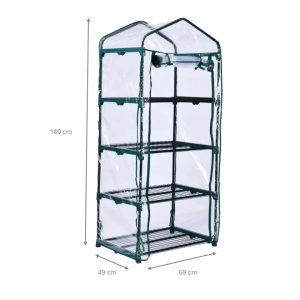 Mini üvegház, összecsukható napernyő erkélyre, teraszra, szűk helyekre, méretek 69x49x160cm, PVC, Dedra - Img 6