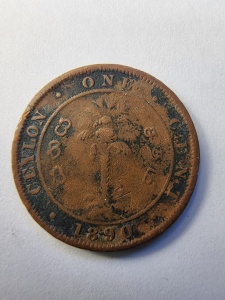Moneda - 1 Cent Ceylon 1890, Victoria.