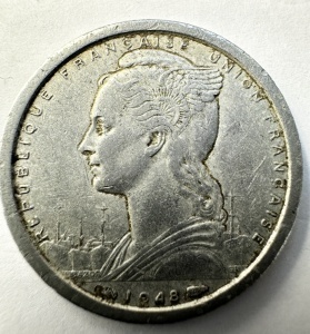 Moneda Camerun sub Mandat Francez - 1 Franc 1948 - Img 2