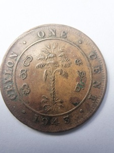 Moneda Coloniala - Ceylon - George VI - 1 Cent 1943
