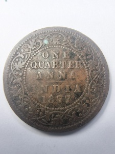 Moneda Coloniala - India Britanica - Victoria - Quarter Anna 1877