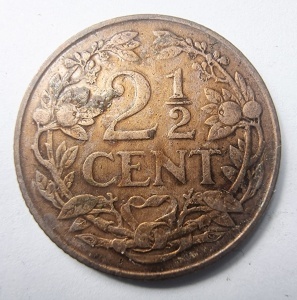 Moneda Curacao - Colonie Olandeza - Wilhemina - 2.5 Cent 1947 - Img 2